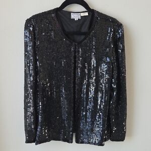 Stenay Vintage Black Sequin‎ Womens Blazer Medium Formal 70's 80's Vibe